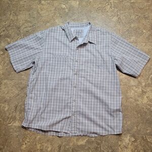 Dickies Temp IQ Shirt Mens XXL 2XL Beige Button Up Plaid Short Sleeve Vented